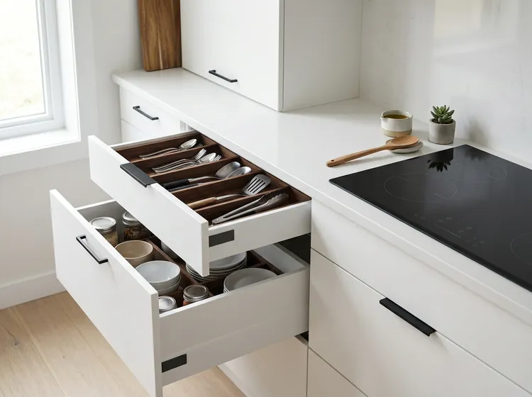 Cocina reformada en Getxo con mobiliario moderno y encimera de cuarzo